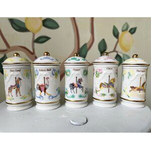 Vintage 1993 Lenox Carousel Spice Jars -Set of 5